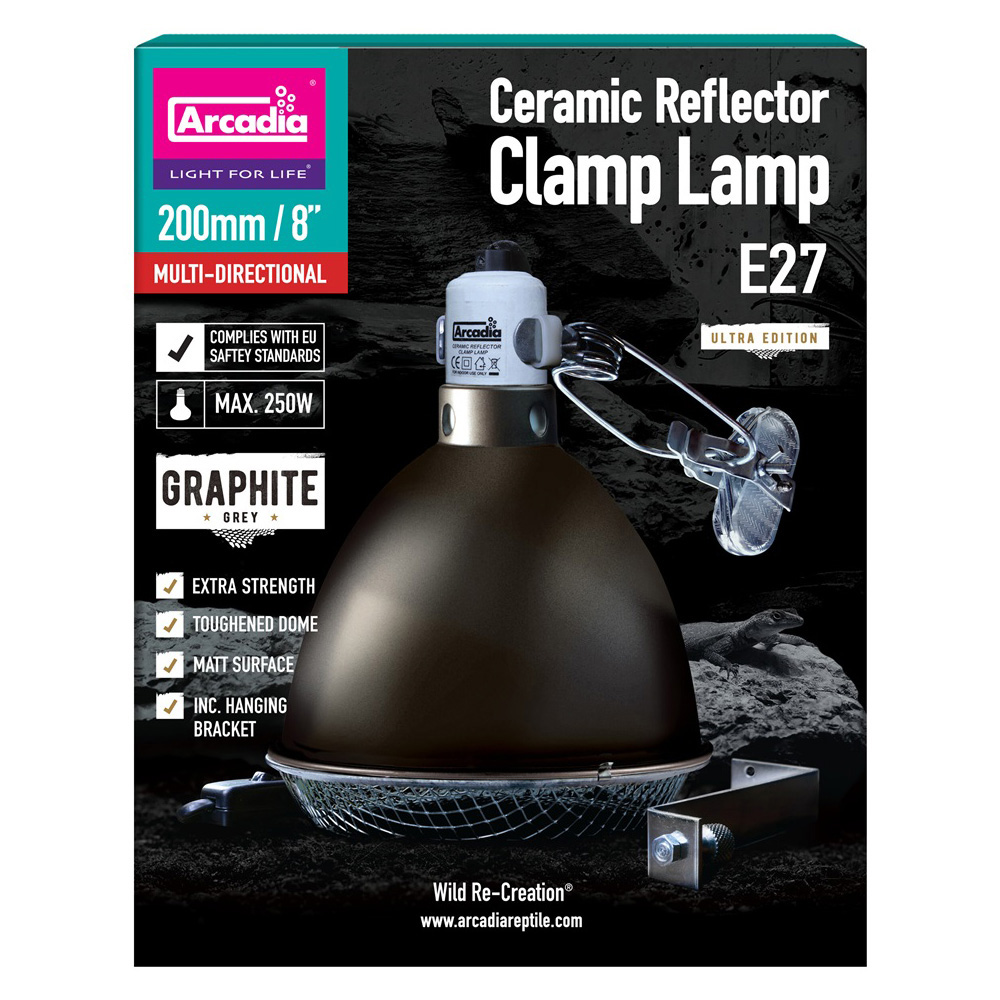 ARCADIA REFLECTOR MET KLEM EN KERAMISCHE E27 FITTING 20 CM GRAFIET 04
