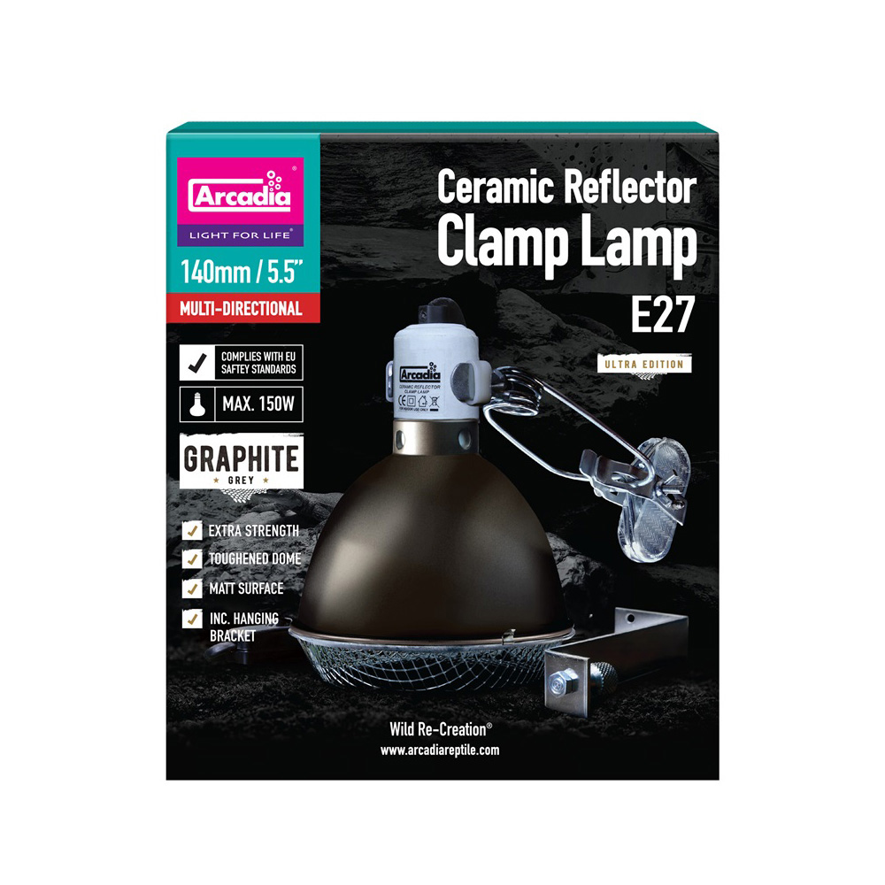 Arcadia Reflector met klem en keramische E27 fitting Grafiet 01