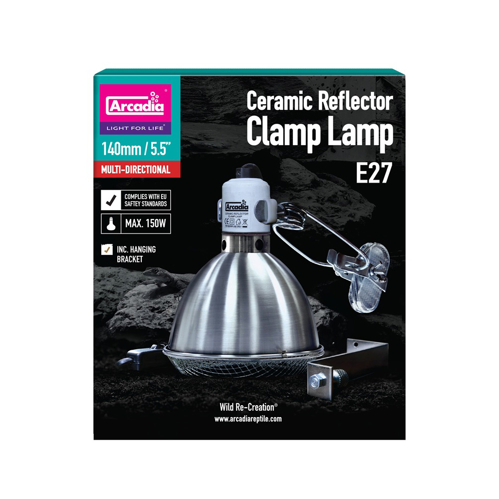 Arcadia Reflector met klem en keramische E27 fitting RVS 03