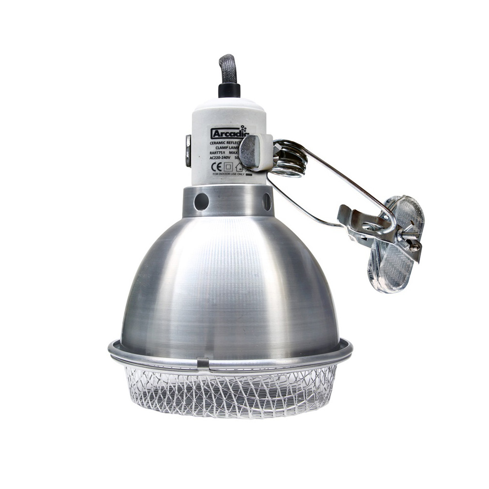 Arcadia Reflector met klem en keramische E27 fitting RVS 04