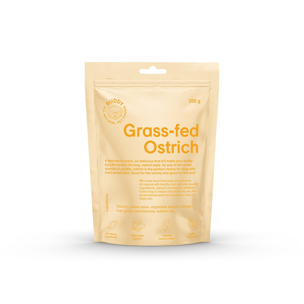 BUDDY Semi-moist Snack Ostrich with Blackberries