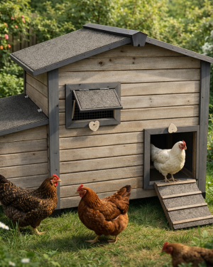 Kippenhok Happy Hen Cottage Grijs