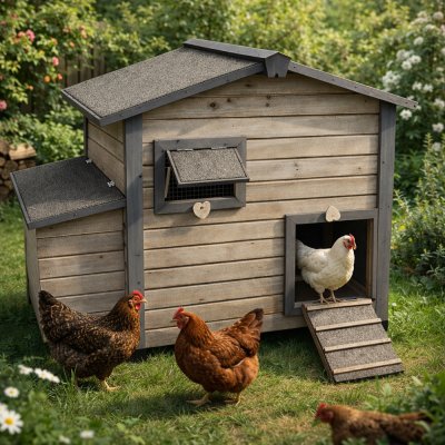 Kippenhok Happy Hen Cottage Grijs